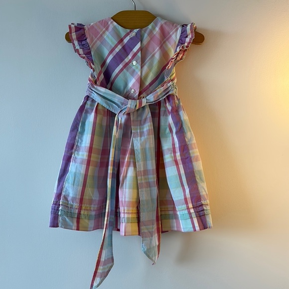 Chaps Blue and Pink Pleated Sundress with Flutter Sleeves - Picture 2 of 3